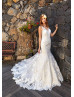 Ivory Buttons Back Lace Tulle Elegant Wedding Dress